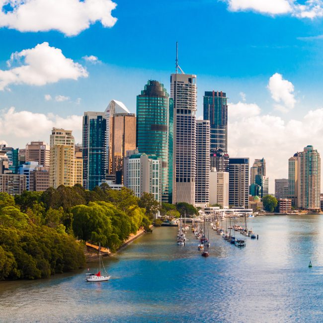 Brisbane city central business district skyline by day